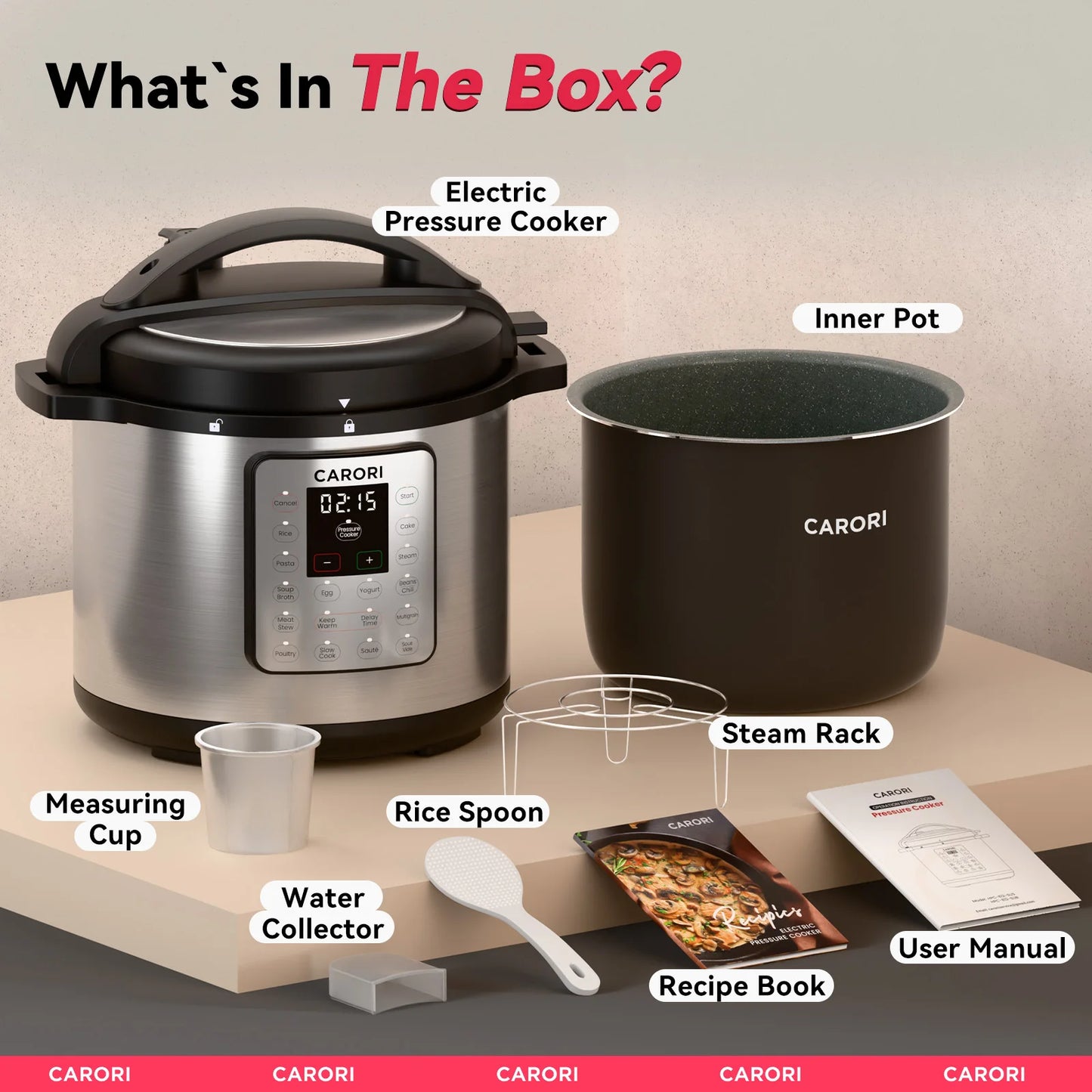 Carori 1200W 12In1 Electric Pressure Cooker With Steamer