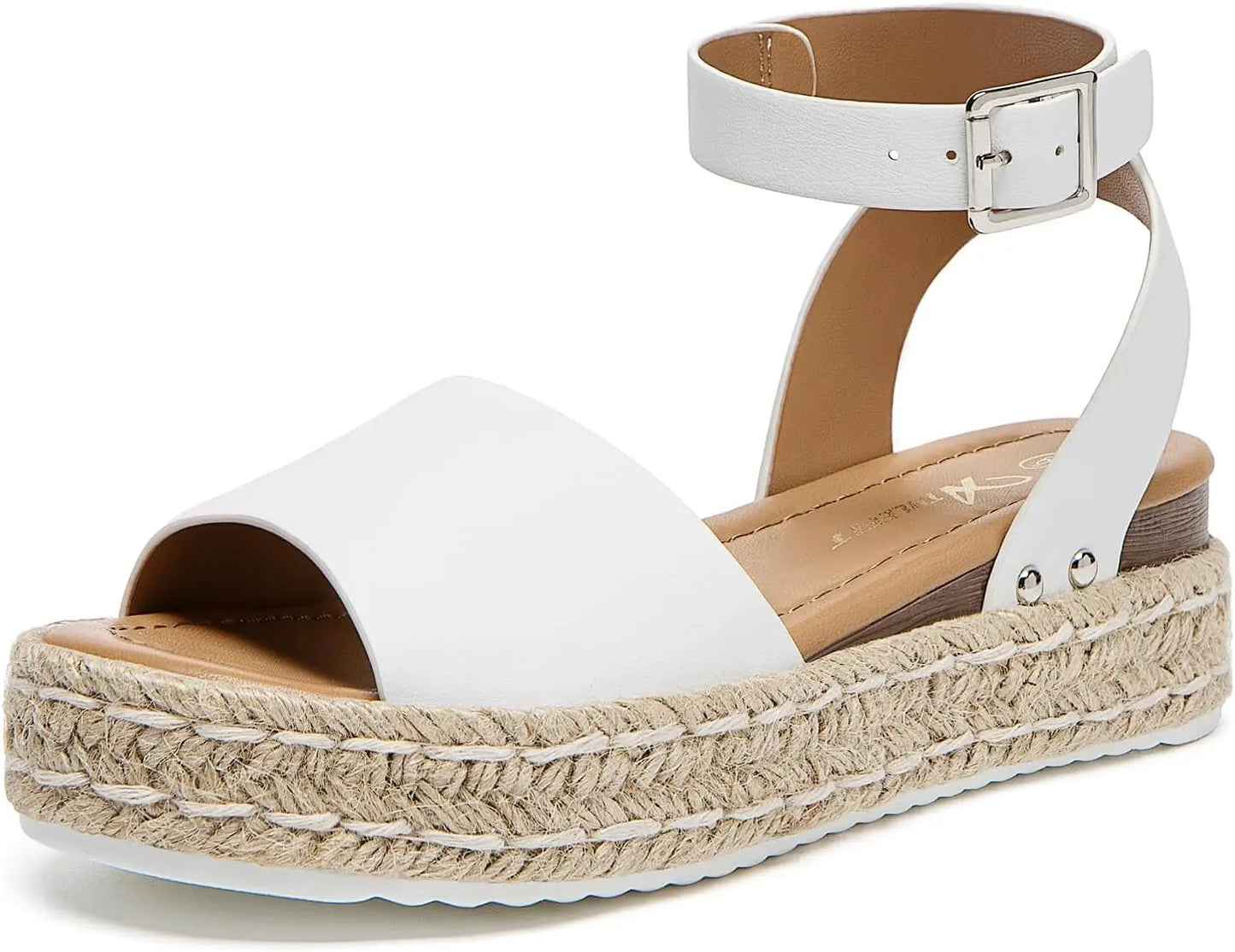 Athlefit Womens Platform Espadrille Wedge Sandals Open Toe Buckle