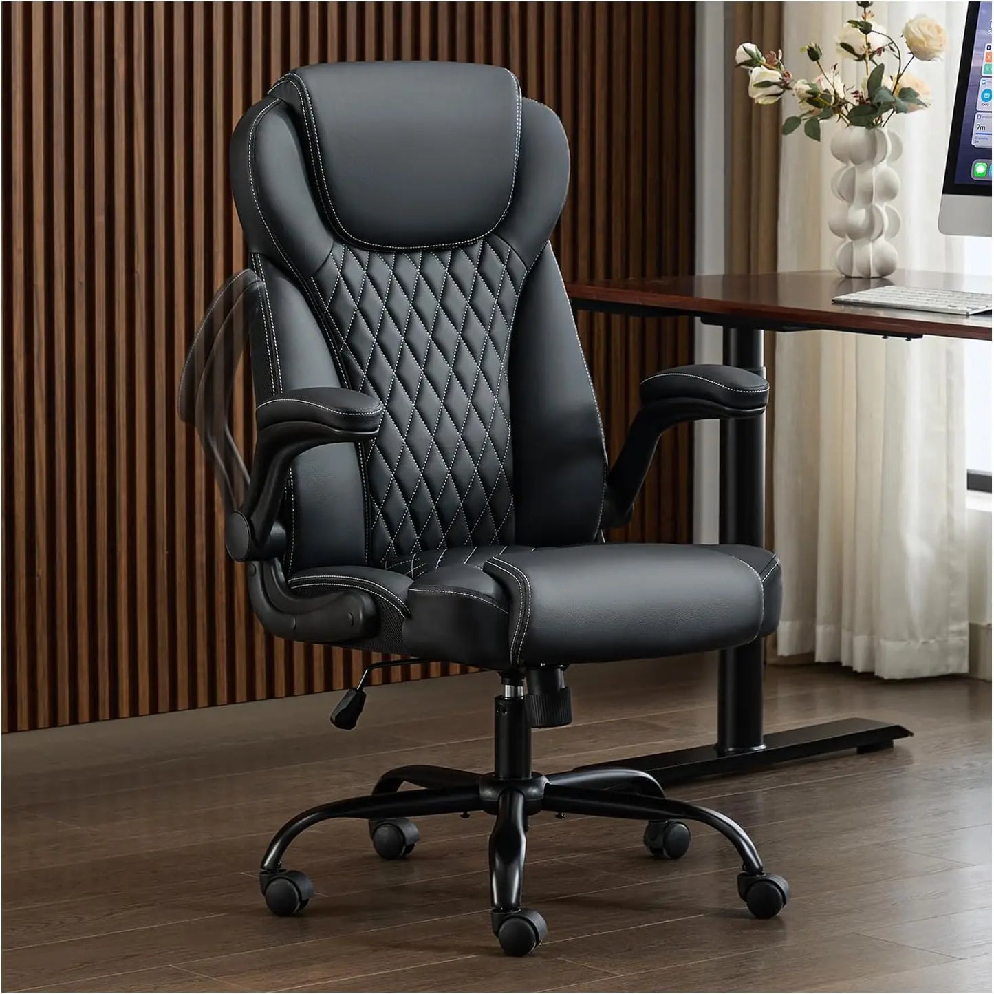 Huanzhuang Leather Ergonomic Office Chair Desk Chair