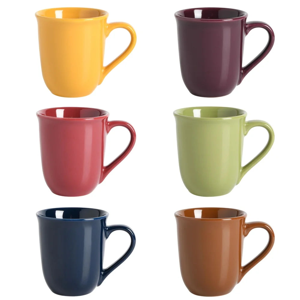 Ceramic Mug Set Of 6 With Metal Rack Microwave Safe