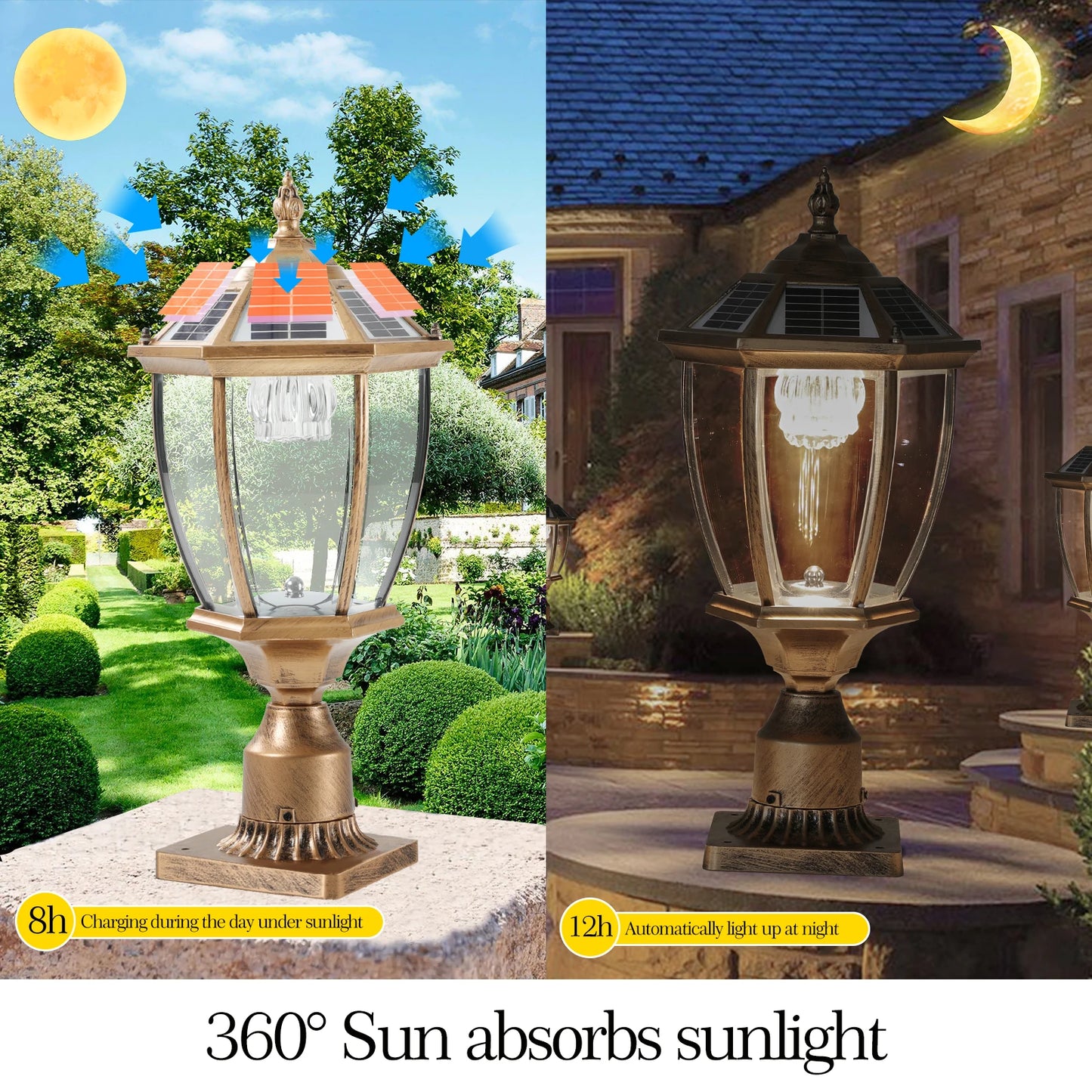 ARLGSITE Solar LED Post Light Outdoor Garden Lamp 2 Pack