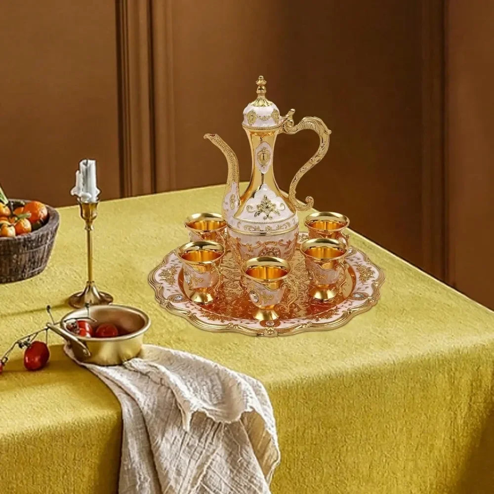XMSJ Antique Teapot Coffee Set With Six Teacups Tray