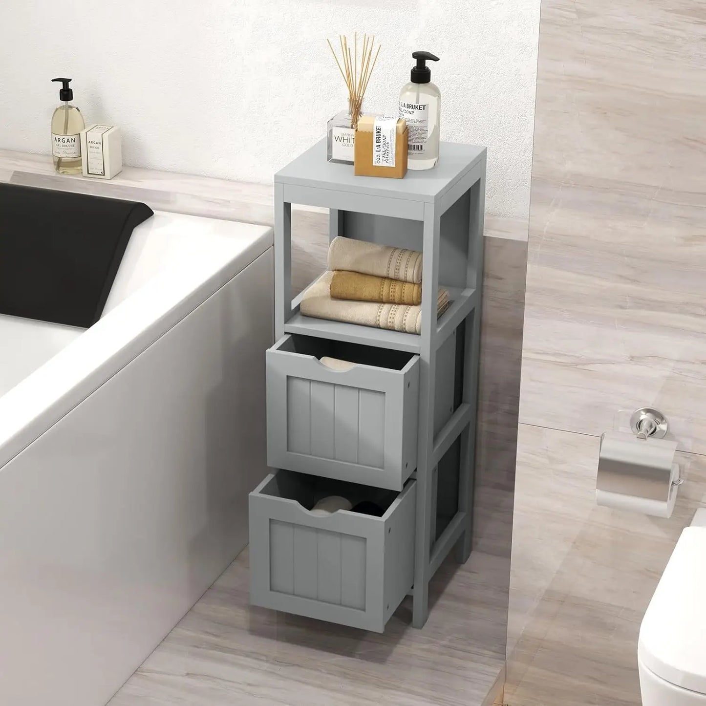 Small Bathroom Storage Cabinet With Detachable Drawers