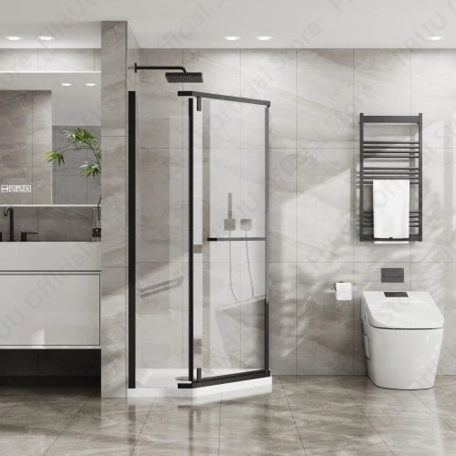 FIIBUU Neo Angle Frameless Shower Door Glass Enclosure