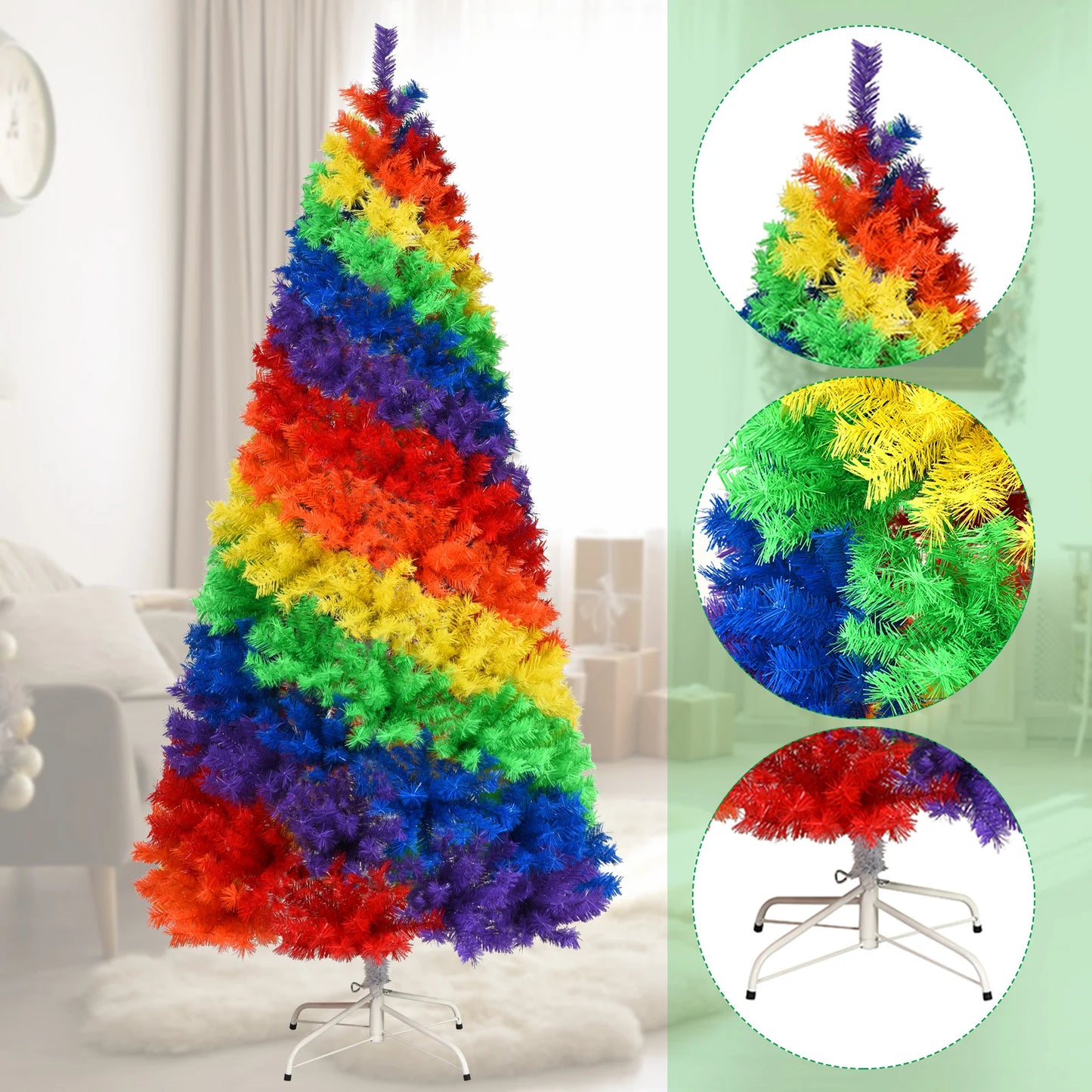 LIFEZEA Rainbow Artificial Christmas Tree For Home And Party Decor