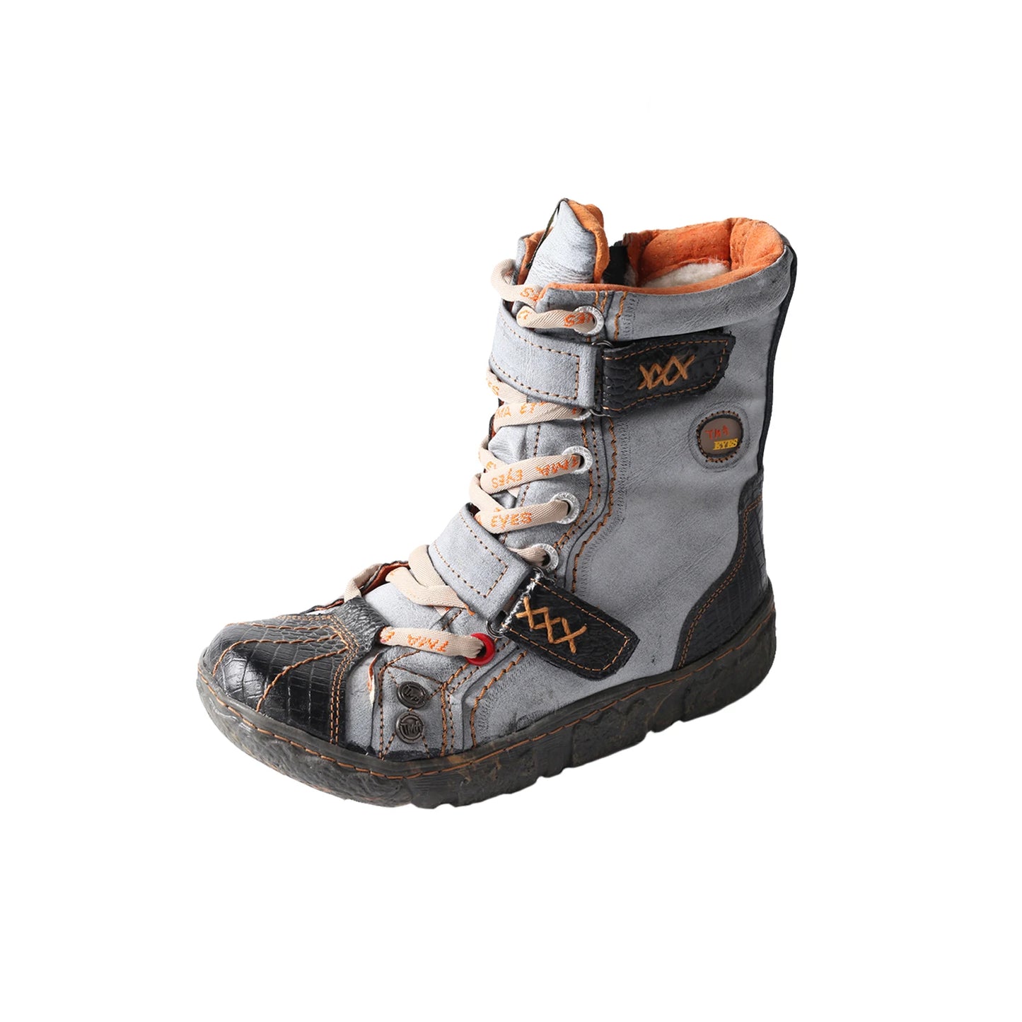 TMA EYES Double-Strap PU Leather Women's Boots With Faux Fur