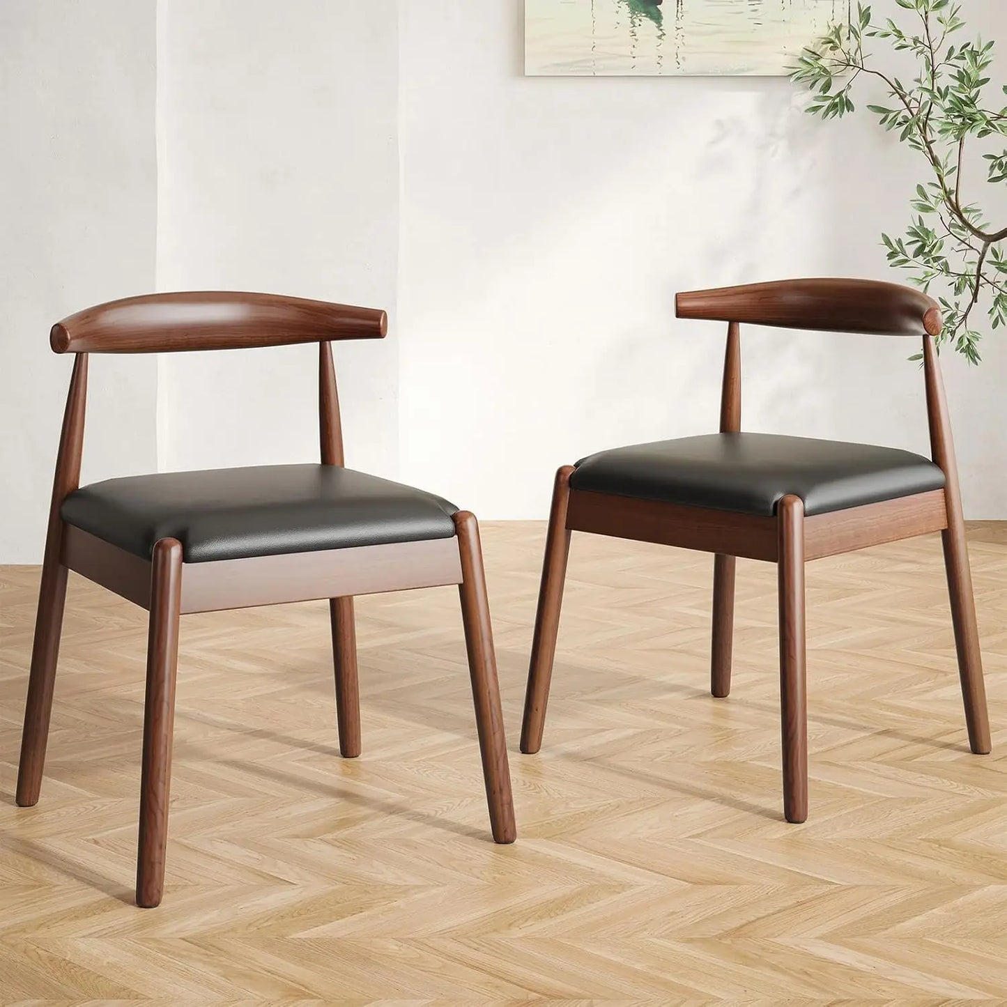 Farini Mid Century Modern Dining Chairs With Wood Legs