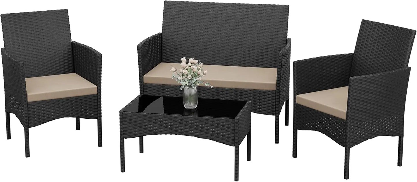 Garden Furniture Set 4 Piece Outdoor Wicker Rattan Lounge