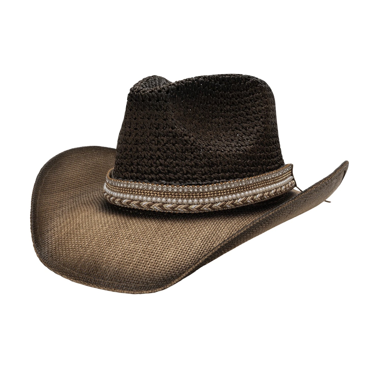 NONECN Unisex Wide Brim Straw Sun Hat Western Cowgirl Style