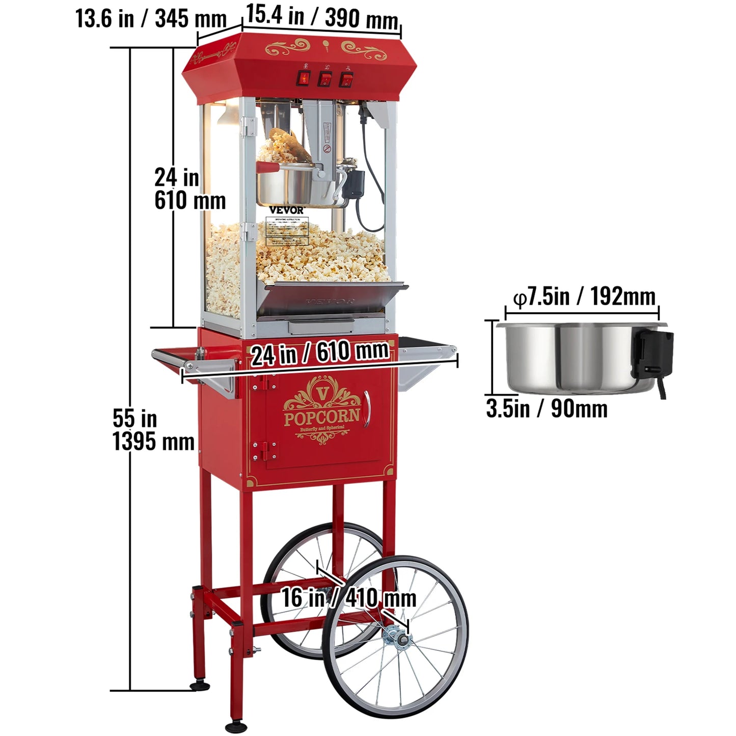 SucceBuy Commercial Electric Popcorn Maker With Scoop Spoon