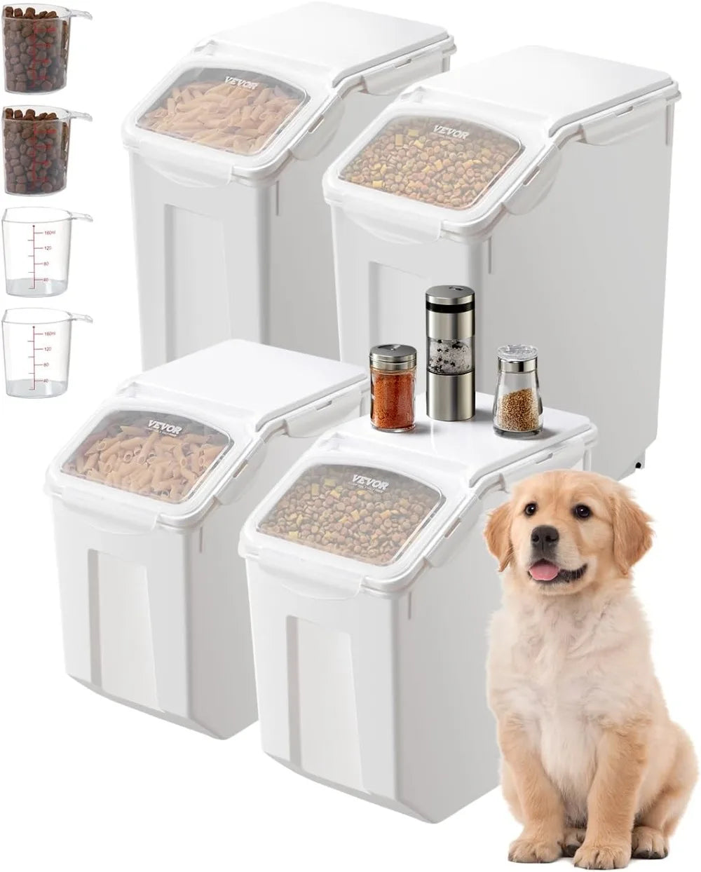 Ingredient Storage Bin Set With Wheels Sliding Lid And Scoop