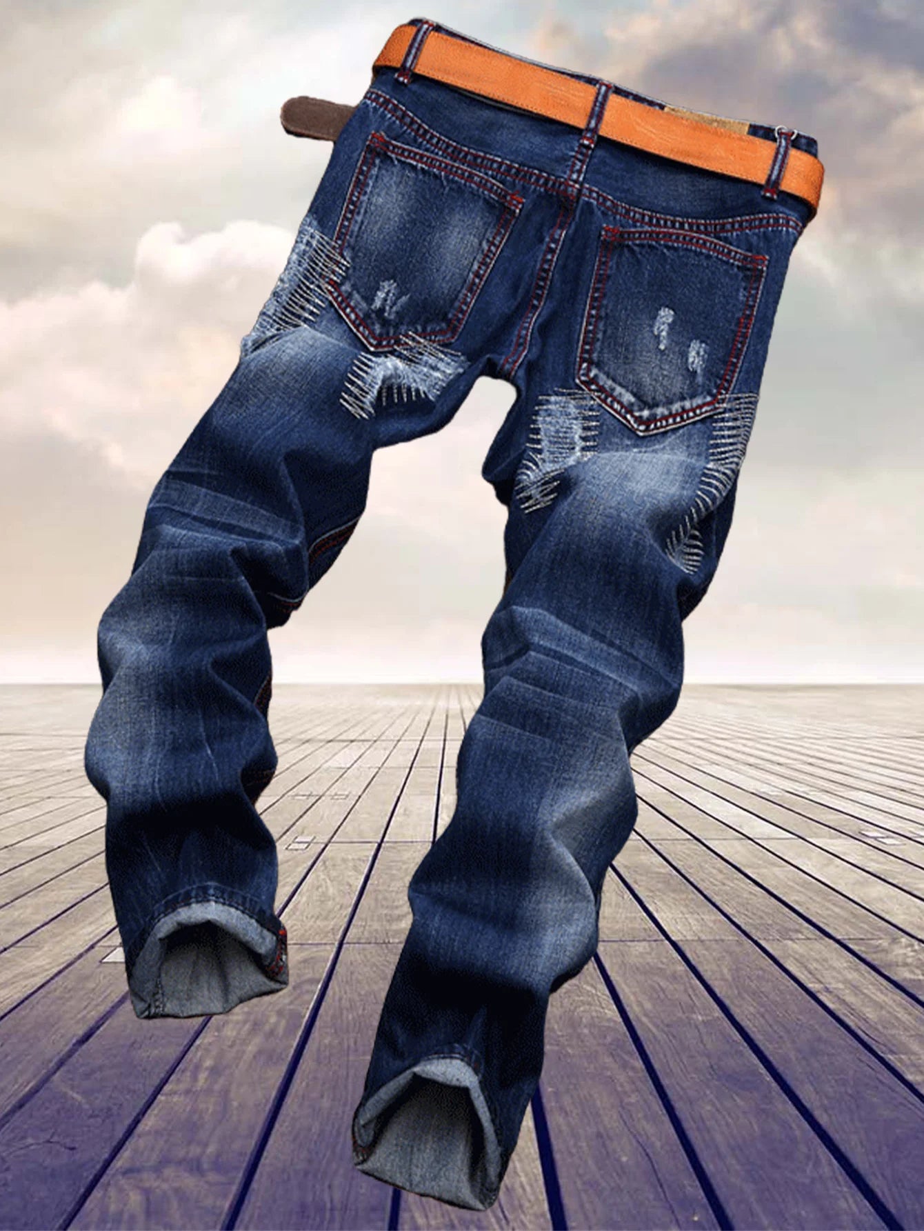 Men's Straight Jeans Cotton Blend for Everyday Wear