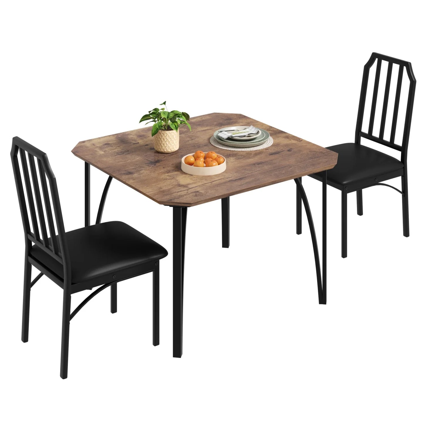 HiMISS 3-Piece Dining Table Set for Two with Upholstered Chairs