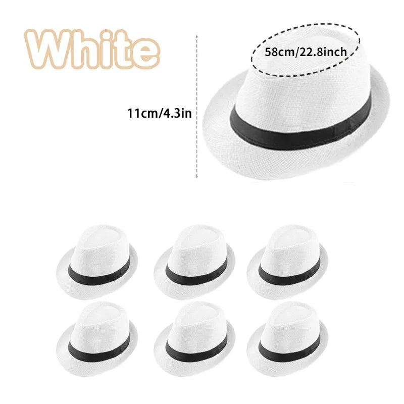 XMSJ Straw Fedora Hat Unisex Panama Rollup Wedding