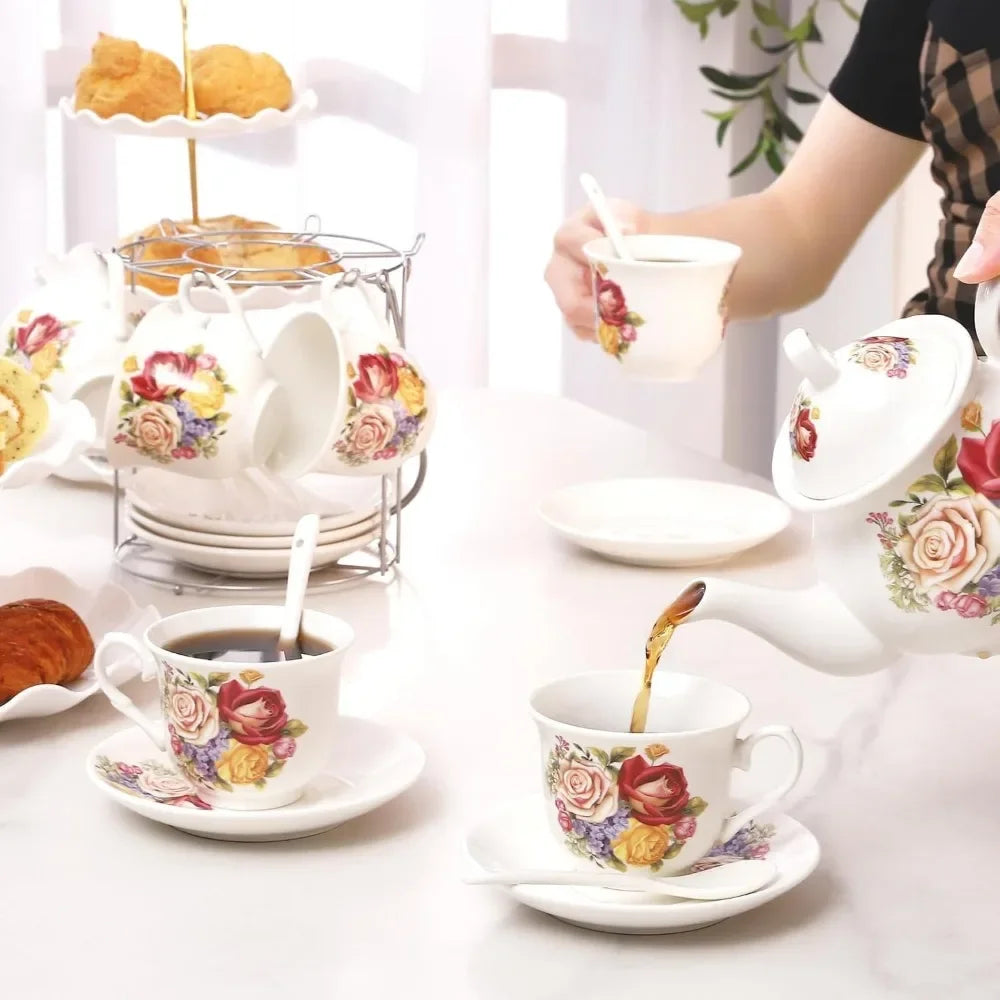 Porcelain Tea Set With Teapot And Teacups For Adults