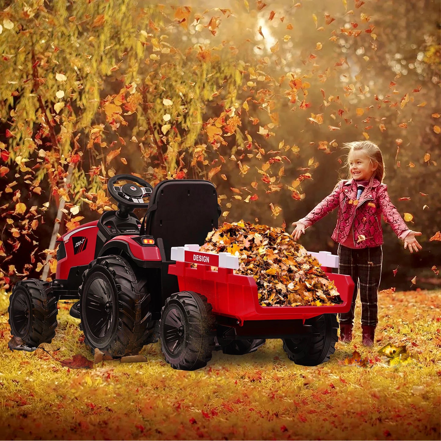 Electronic 3 In 1 Ride On Tractor Excavator And Bulldozer 24V Kids Electric Vehicle With Trailer Remote