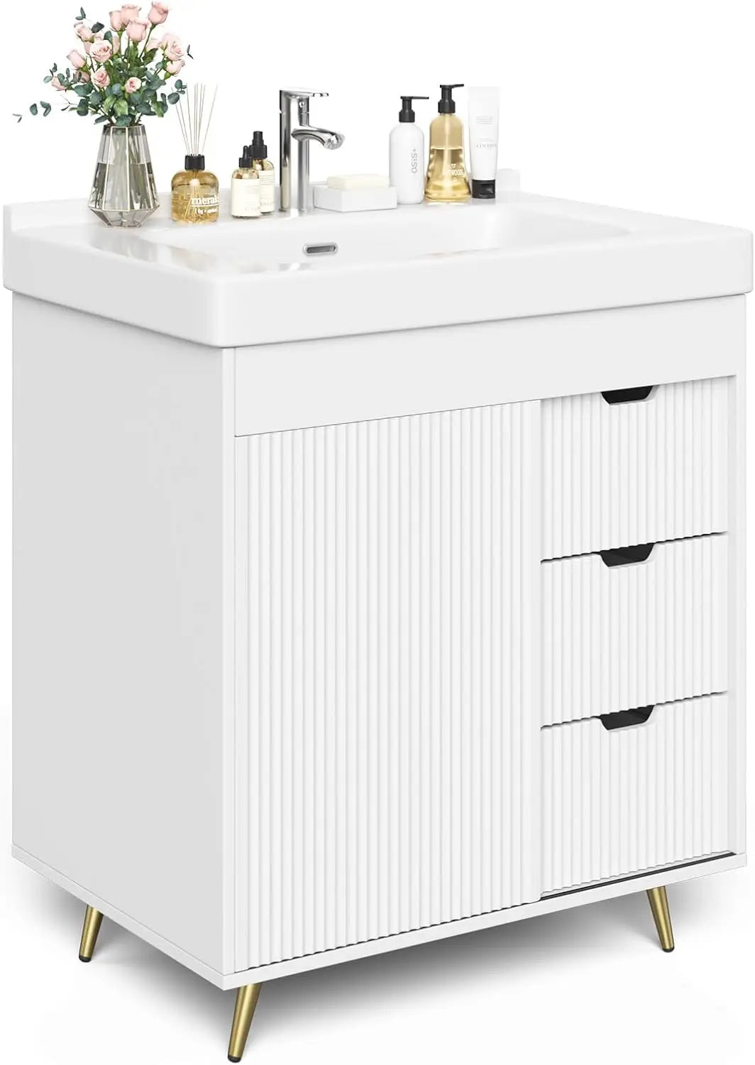 Modern Bathroom Vanity Cabinet With Sink And Mirror