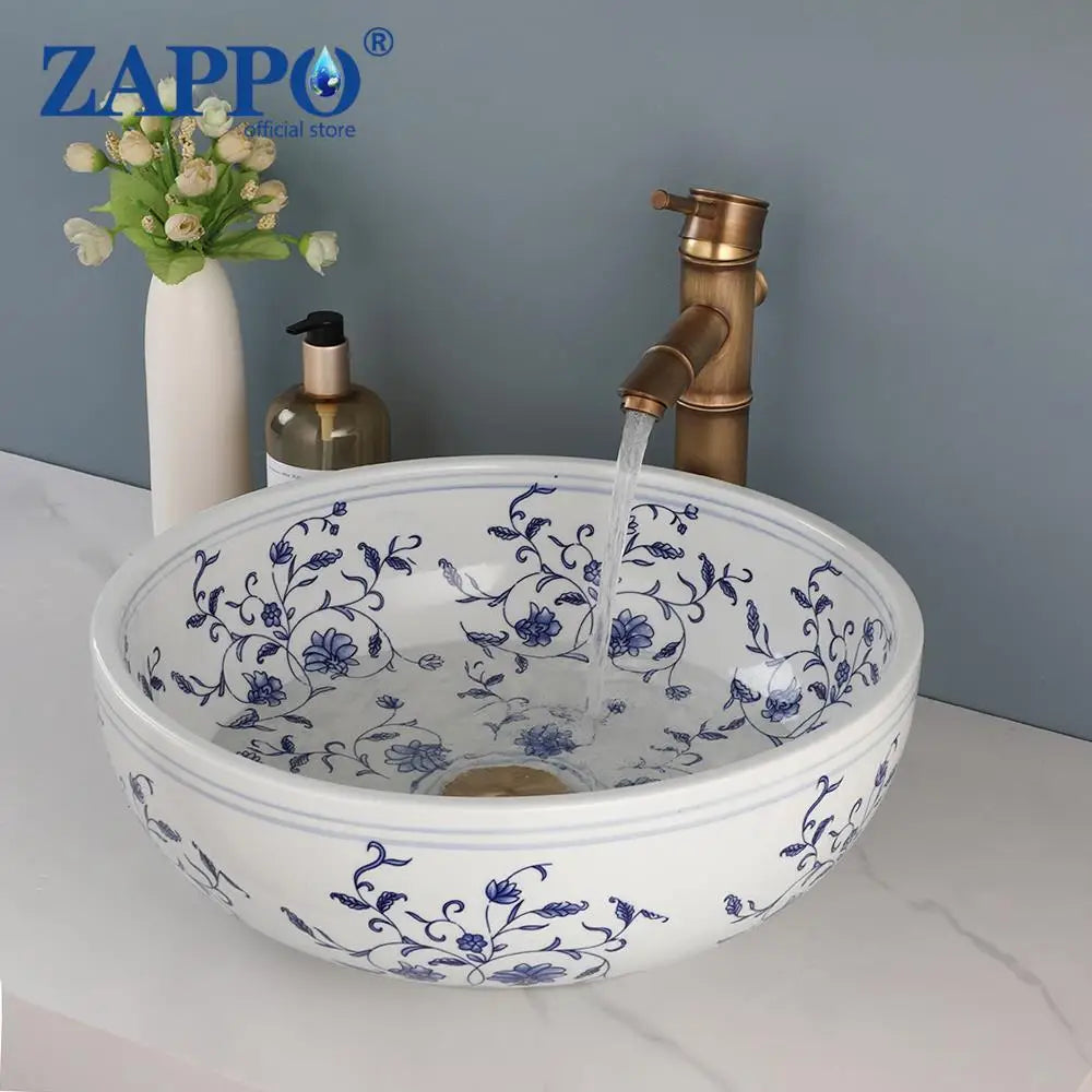 Torayvino Ceramic Round Basin Sink Faucet Bathroom Combo