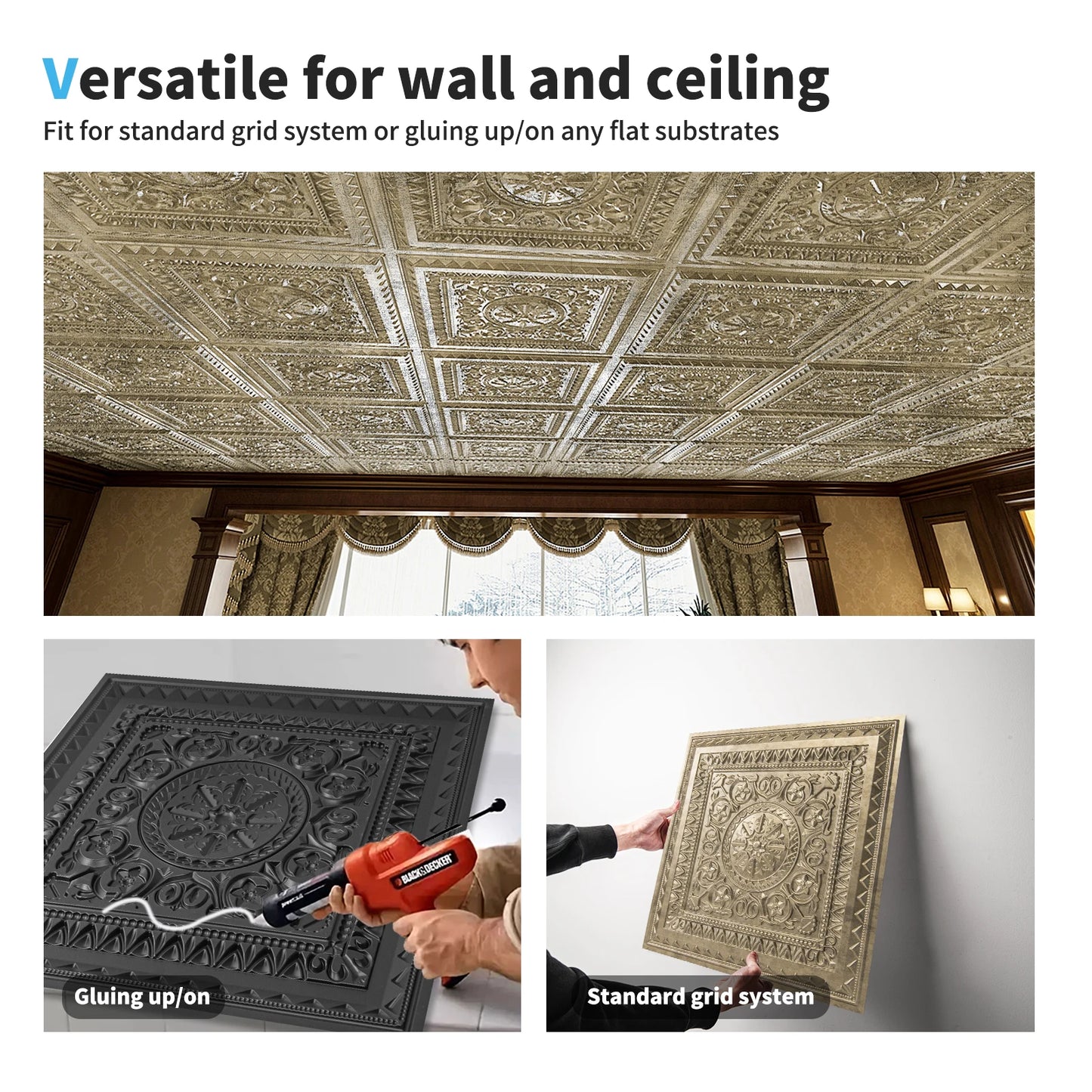 Art3d 12 Pack Drop Ceiling Tiles Waterproof PVC