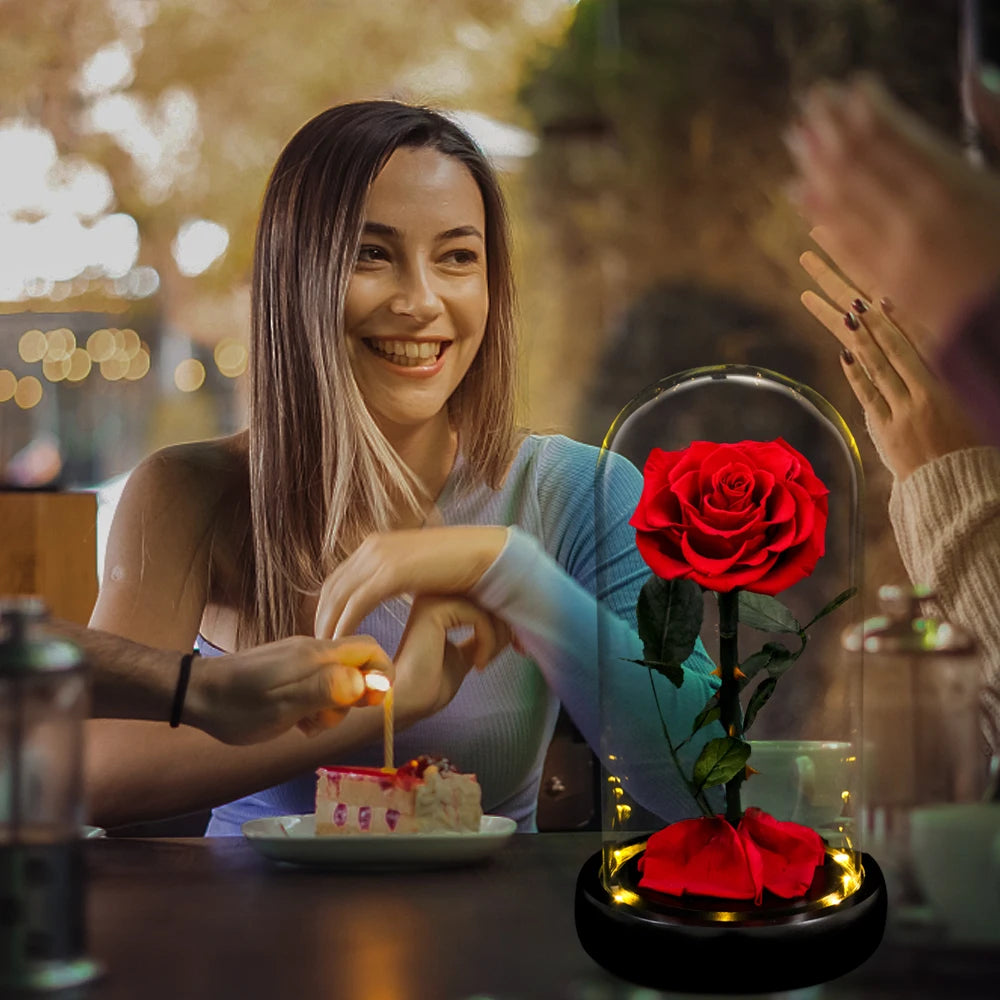 Forever Preserved Glass Rose With LED Light Valentines Day Gift
