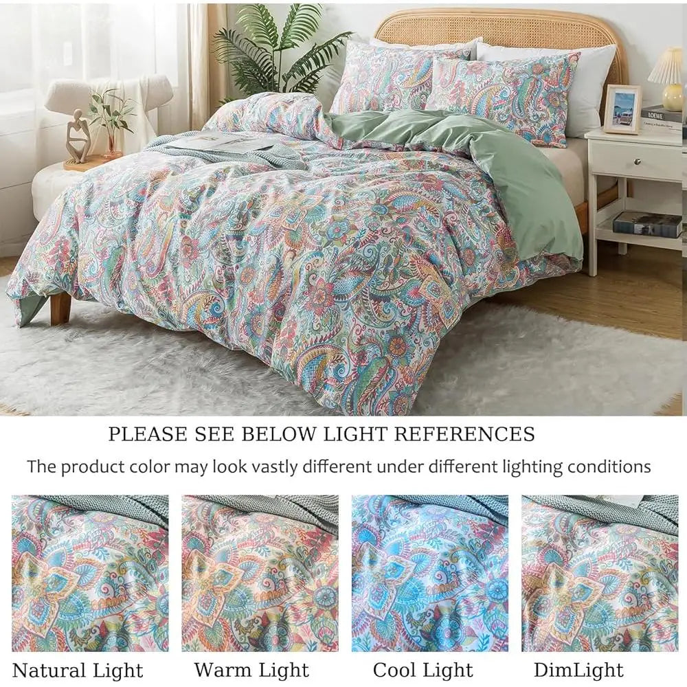 DUTRIEUXCN Cotton Paisley Duvet Cover Set Bedding Soft
