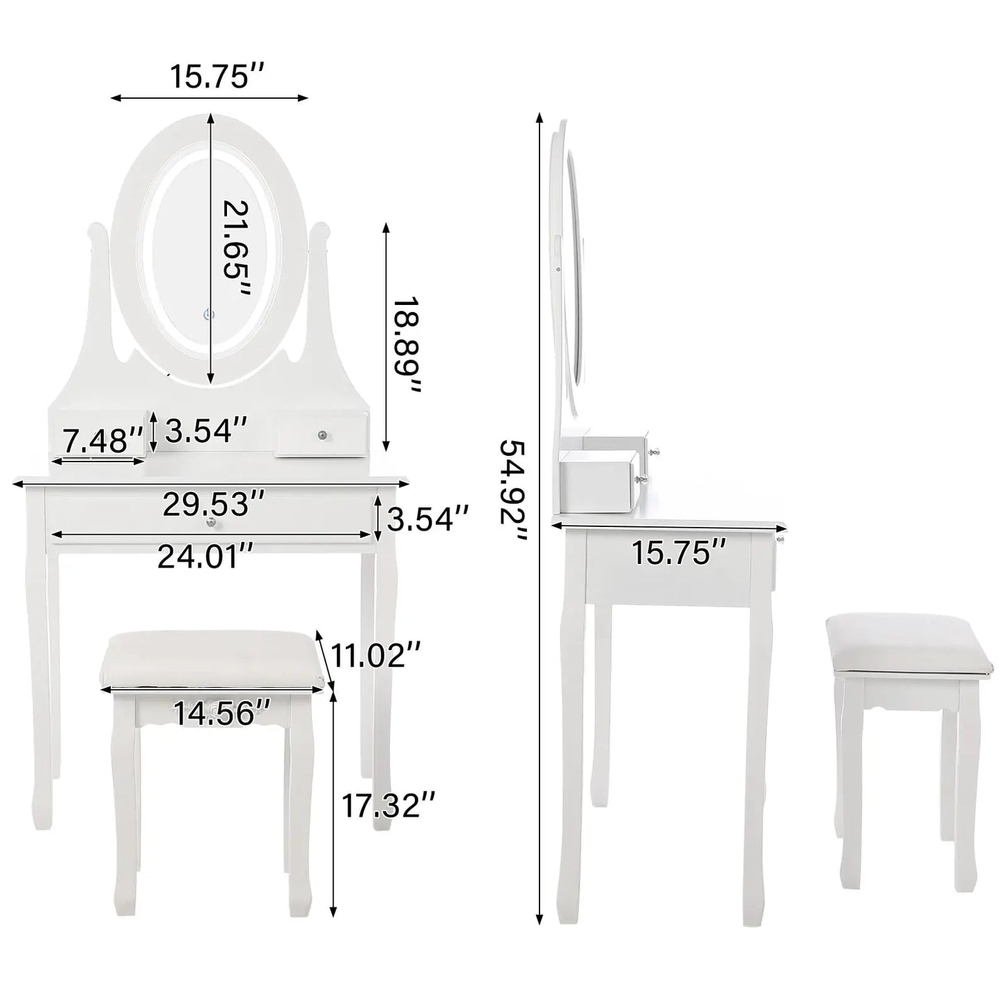 HiMISS Vanity Desk With Mirror And LED Lights