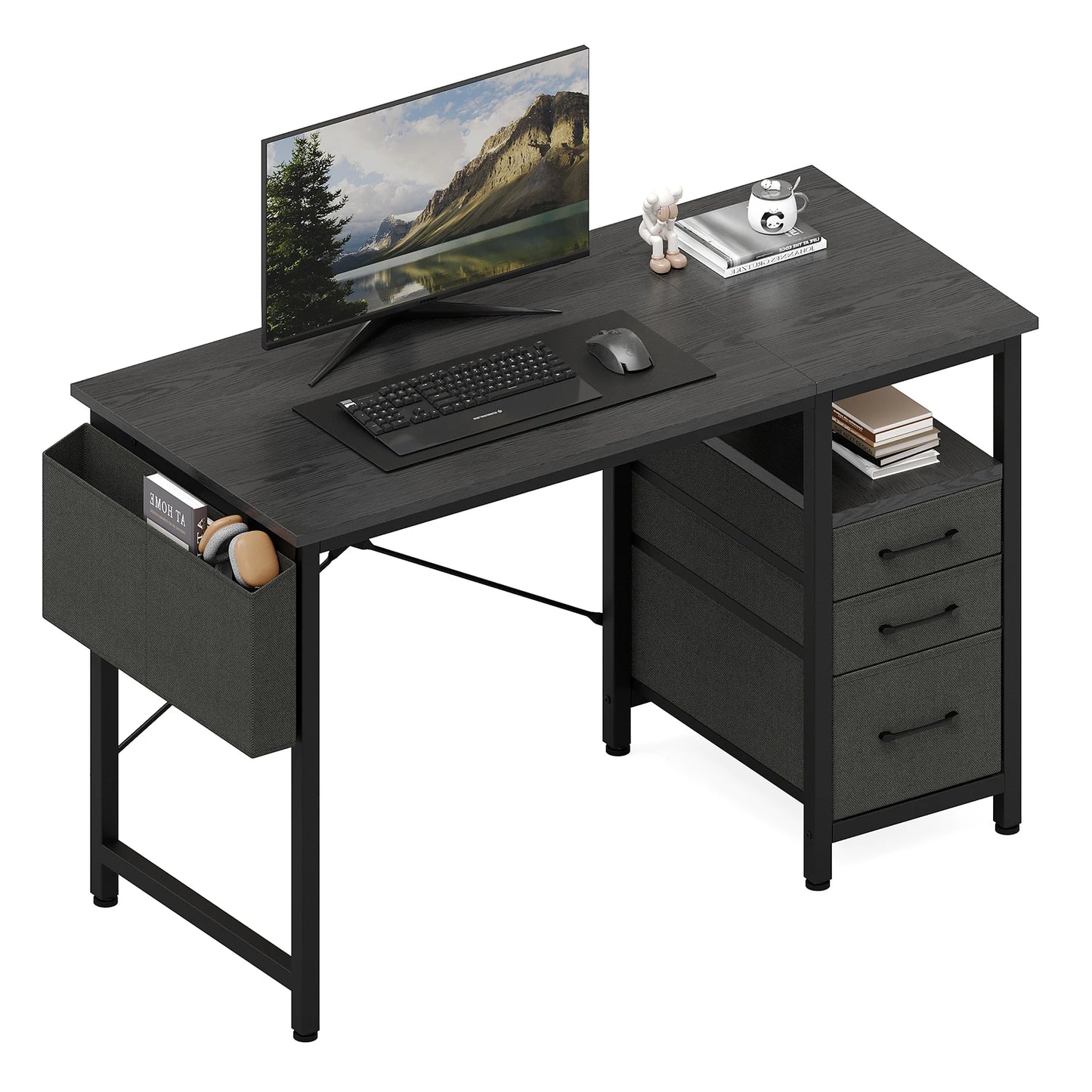 JHK Office Desk With 3 Fabric Drawers And Side Pocket