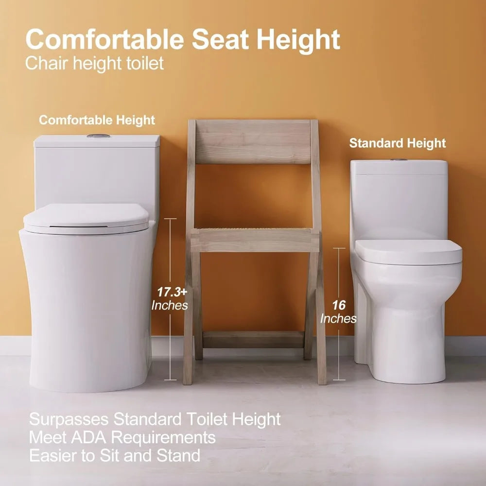 Feature T0338W Compact One Piece Toilet Elongated Dual Flush