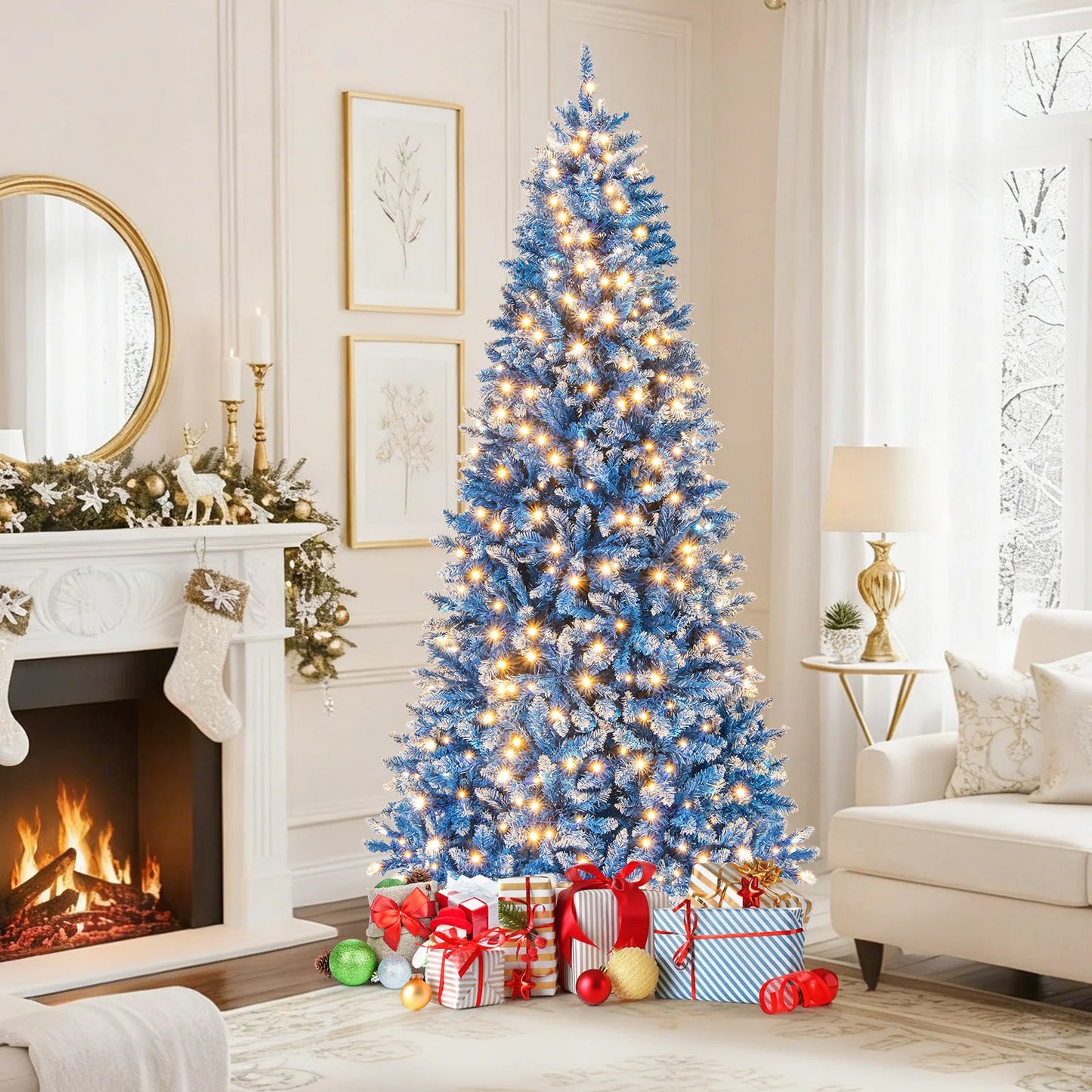 LIFEZEAL Artificial Christmas Tree Hinged for Home and Office Decor