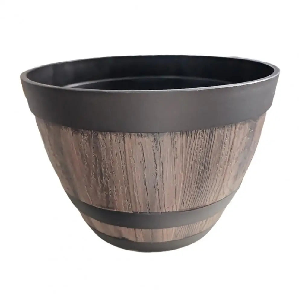 Rustic Farmhouse Whiskey Barrel Planter Plastic Flower Pot With Drainage