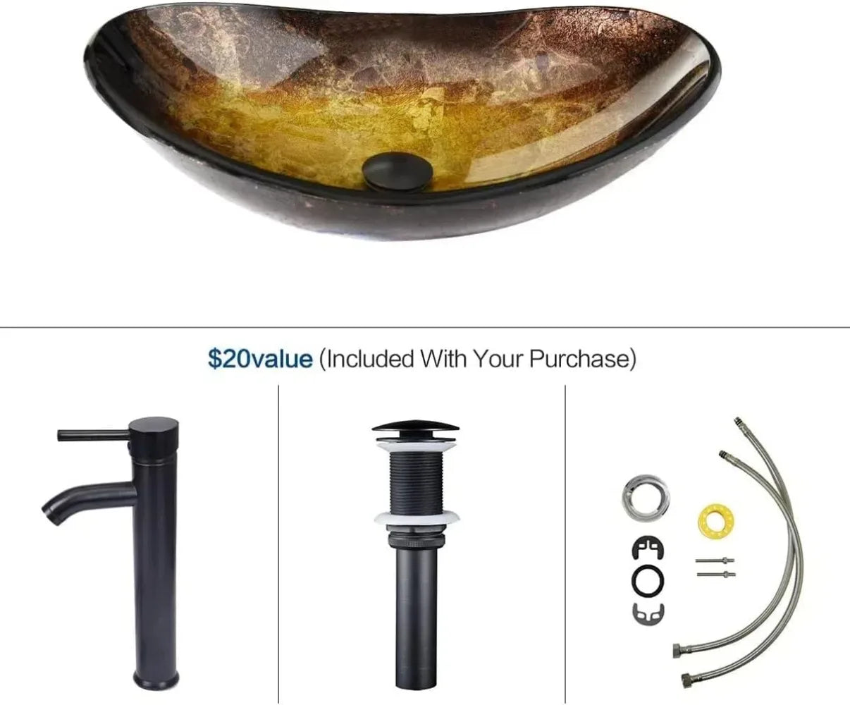 Capacity 30 Inch Wall Mounted Vanity Gold Boat Vessel Sink