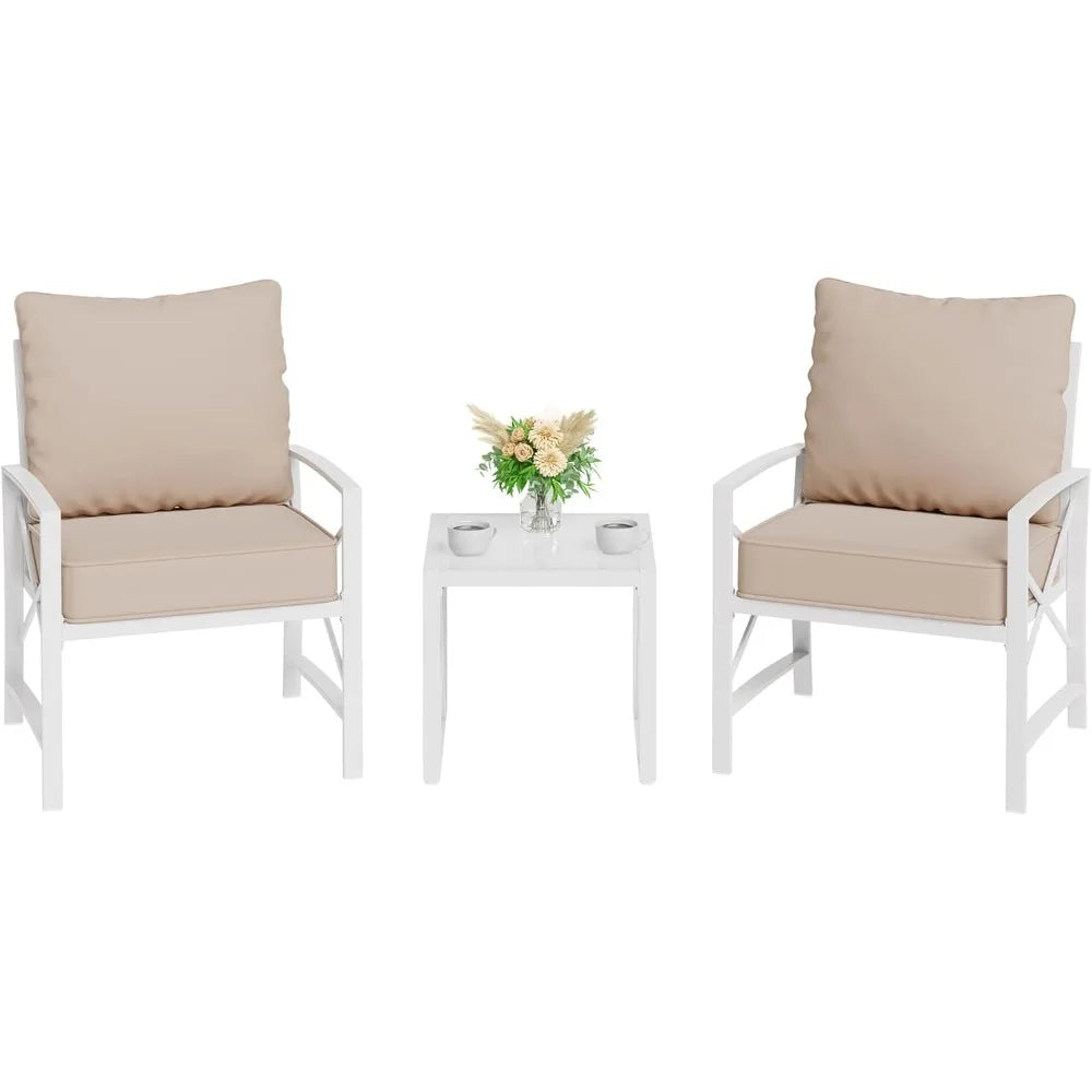 Modern Outdoor Metal Sectional Set With Conversation Chairs