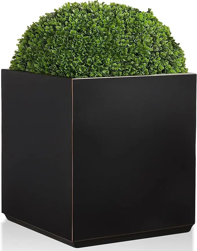 Metallic Heavy Cube Planter Box No Assembly Large Square Planter