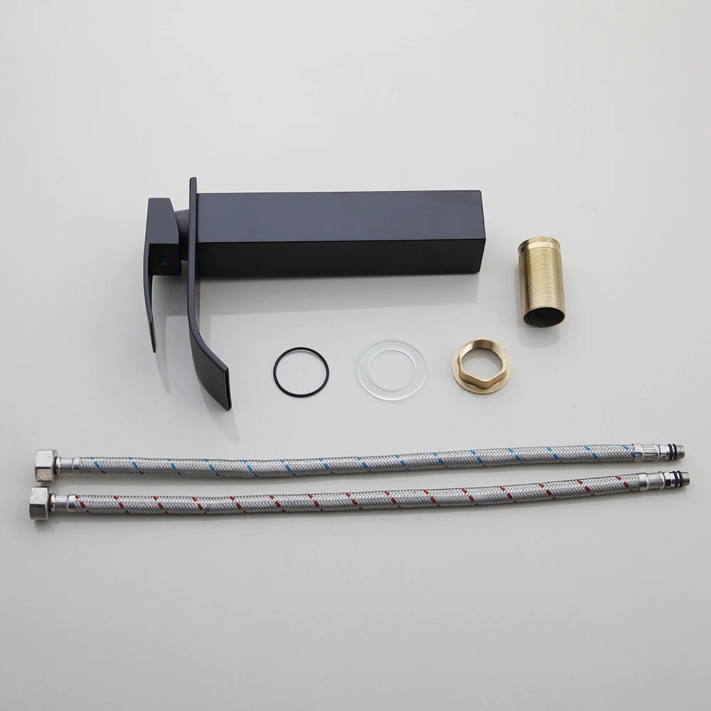 KEMAIDI Tempered Glass Vessel Sink With Waterfall Faucet