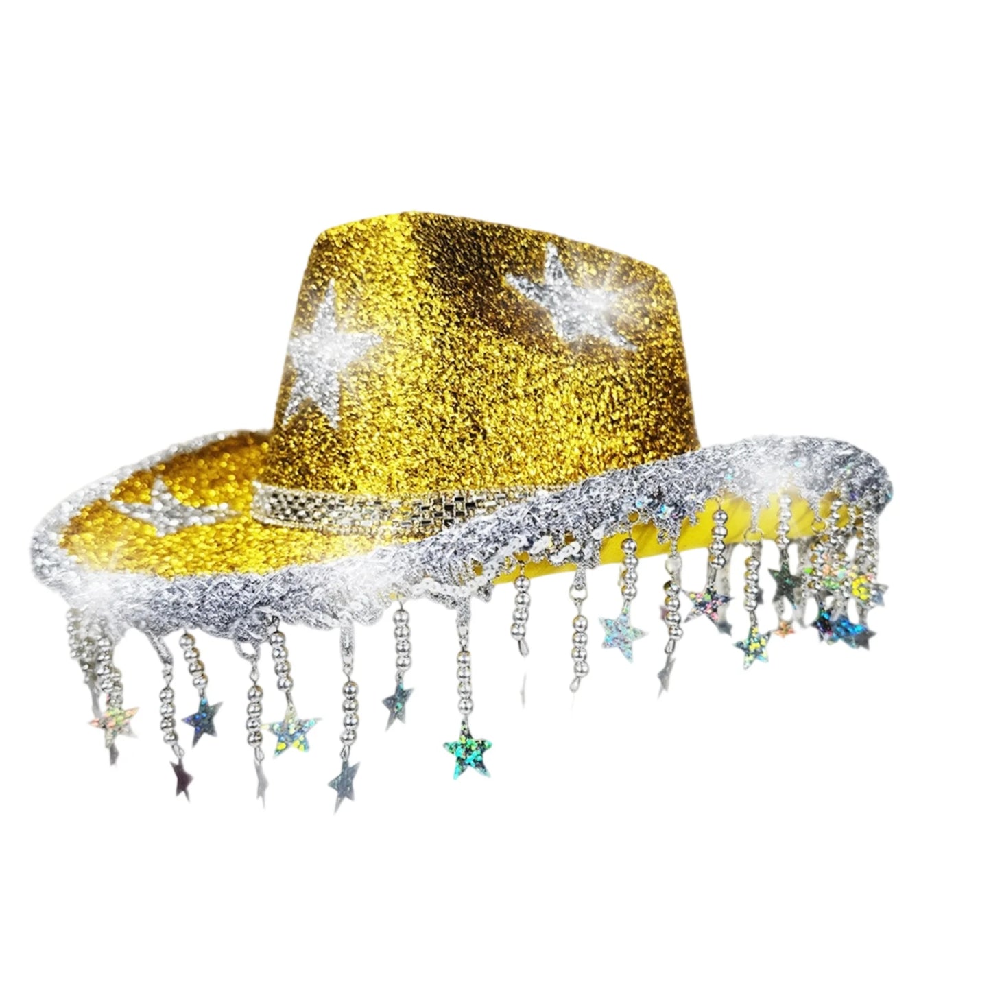 Glitter Western Hat With Rhinestone Embellishments