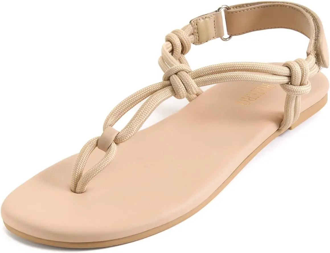 Rope Thong Sandals For Women Ankle Strap Beach Flip Flops