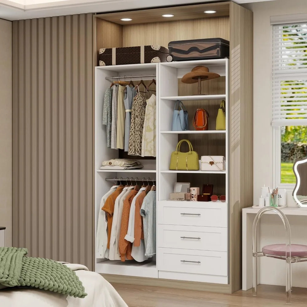 Modular Wood Closet Organizer System With Drawers and Rods