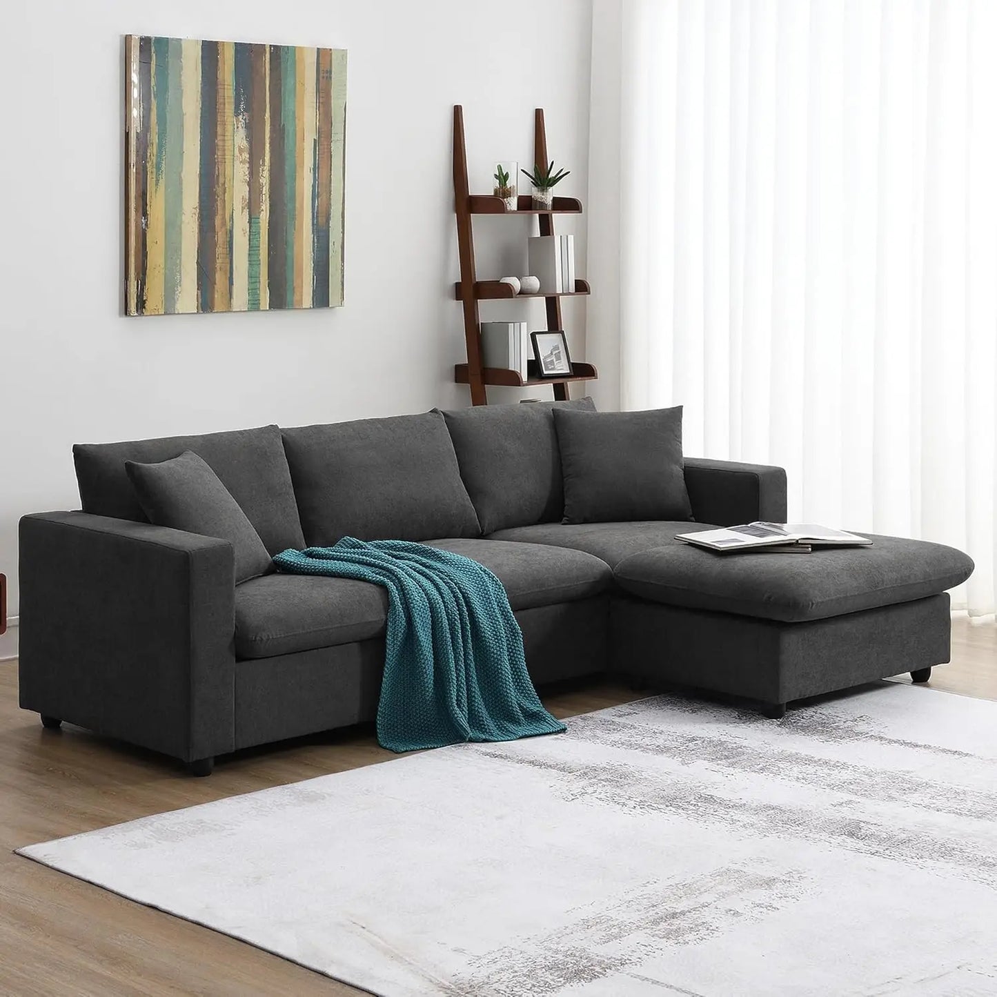 ANGDUO Cloud L Shaped Sleeper Multifunctional Sectional Sofa With PremiumPillowSet