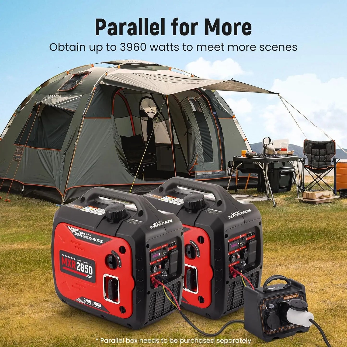 XMSJ 2850 Watt Portable Inverter Generator Gas Powered EPA Compliant CO Alarm Compact Outdoor