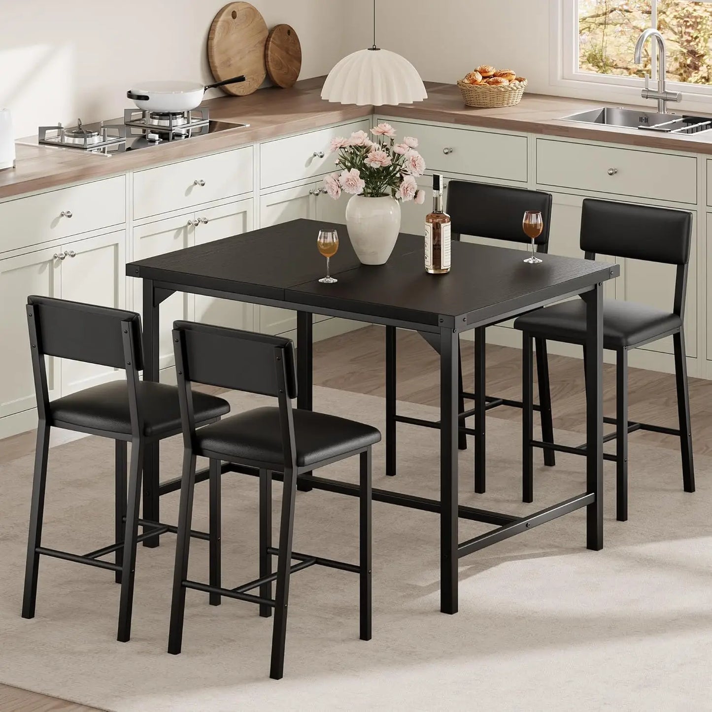 HiMISS Dining Table Set With Upholstered Chairs