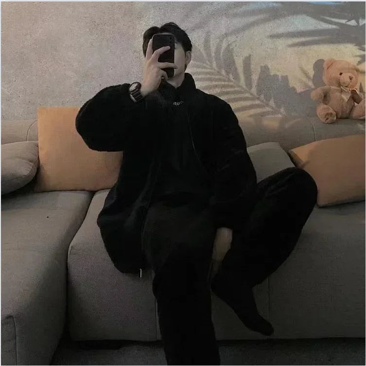 Winter Coral Fleece Pajama Set for Men and Women Warm