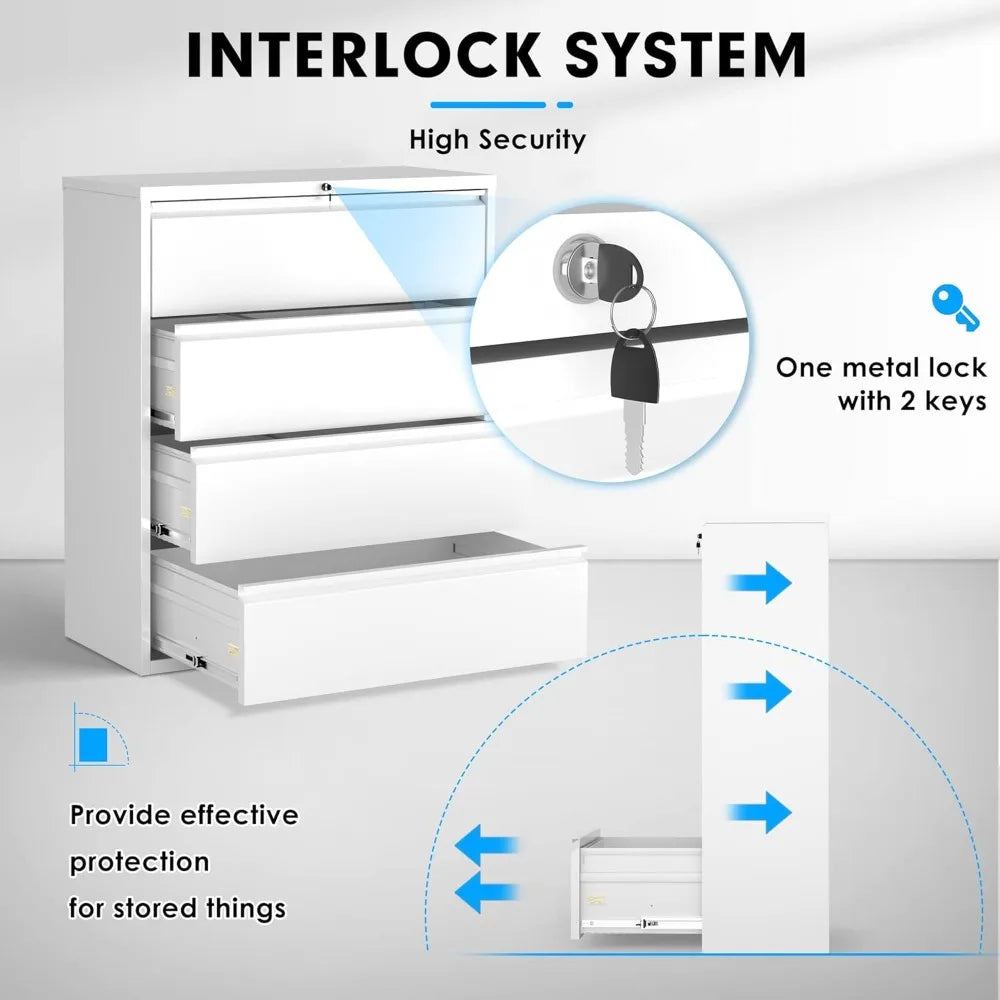Color 4 Drawer Metal File Cabinet With Lock Home Office