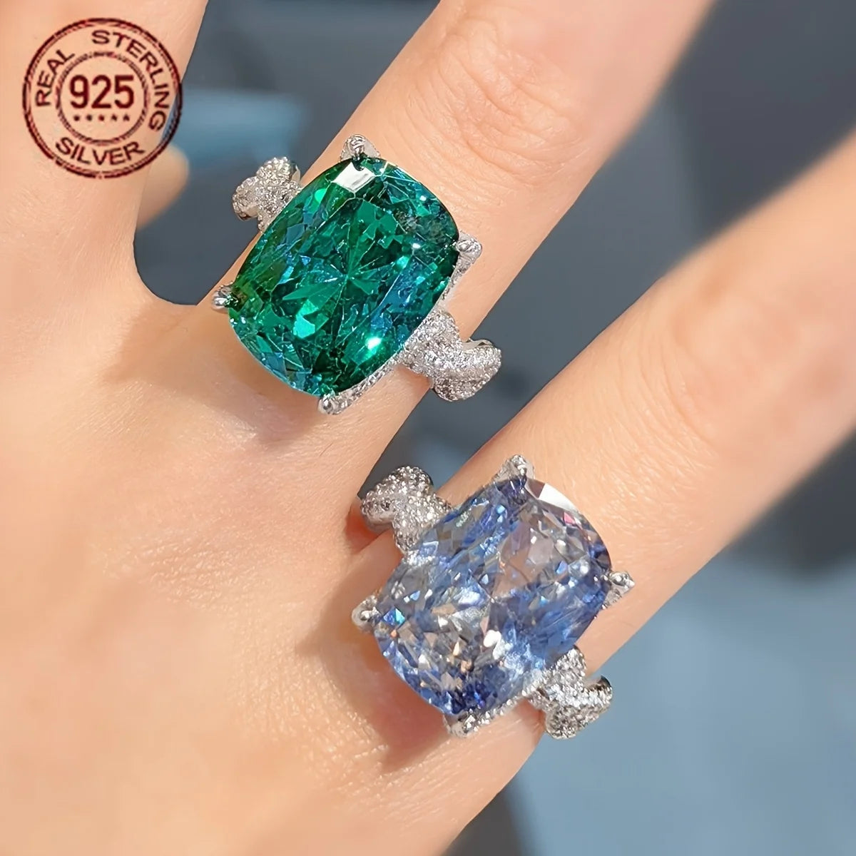 WPOOCC Delicate Lab Grown Emerald Halo Engagement Ring