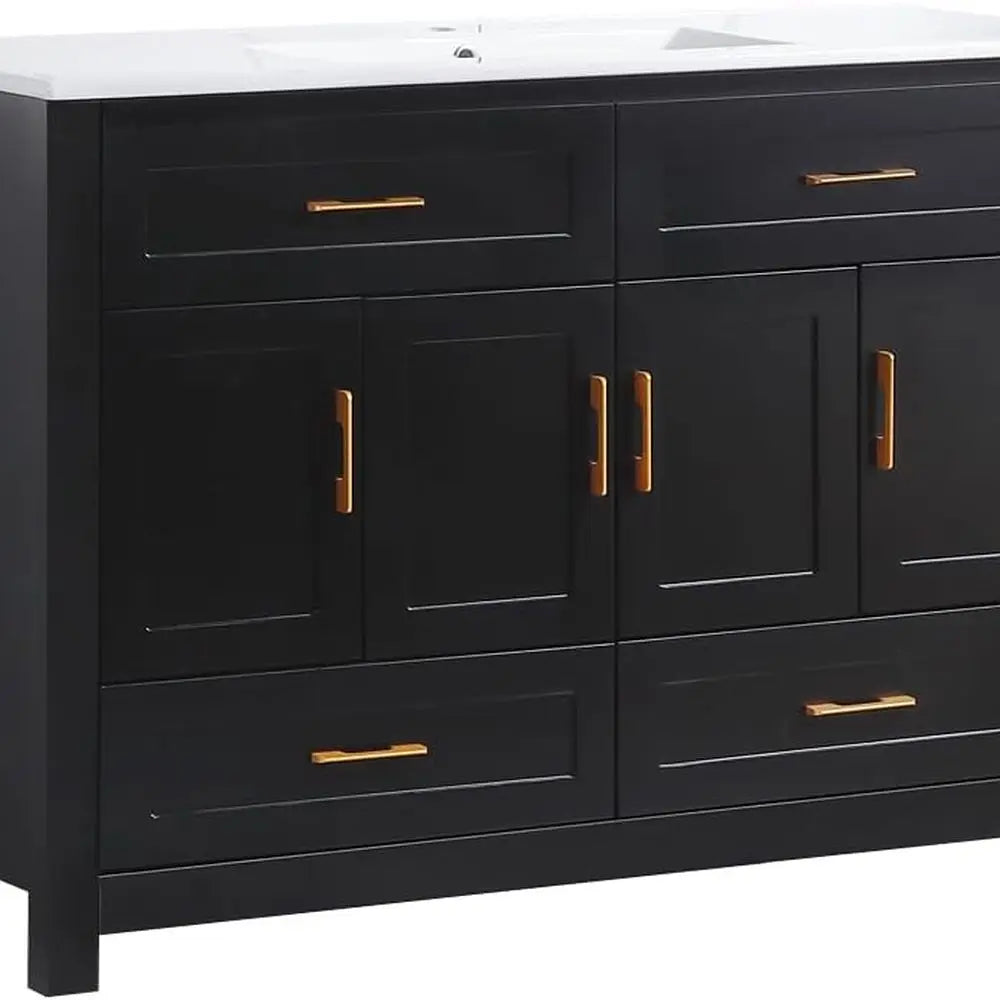 Modern Vanity Cabinet With Sink, 4 Drawers, Soft Close Doors