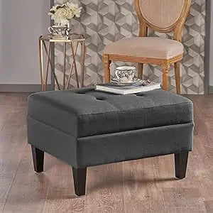 DAFIFY 3-in-1 Foot Stool Ottoman End Table Padded Fabric Upholstery