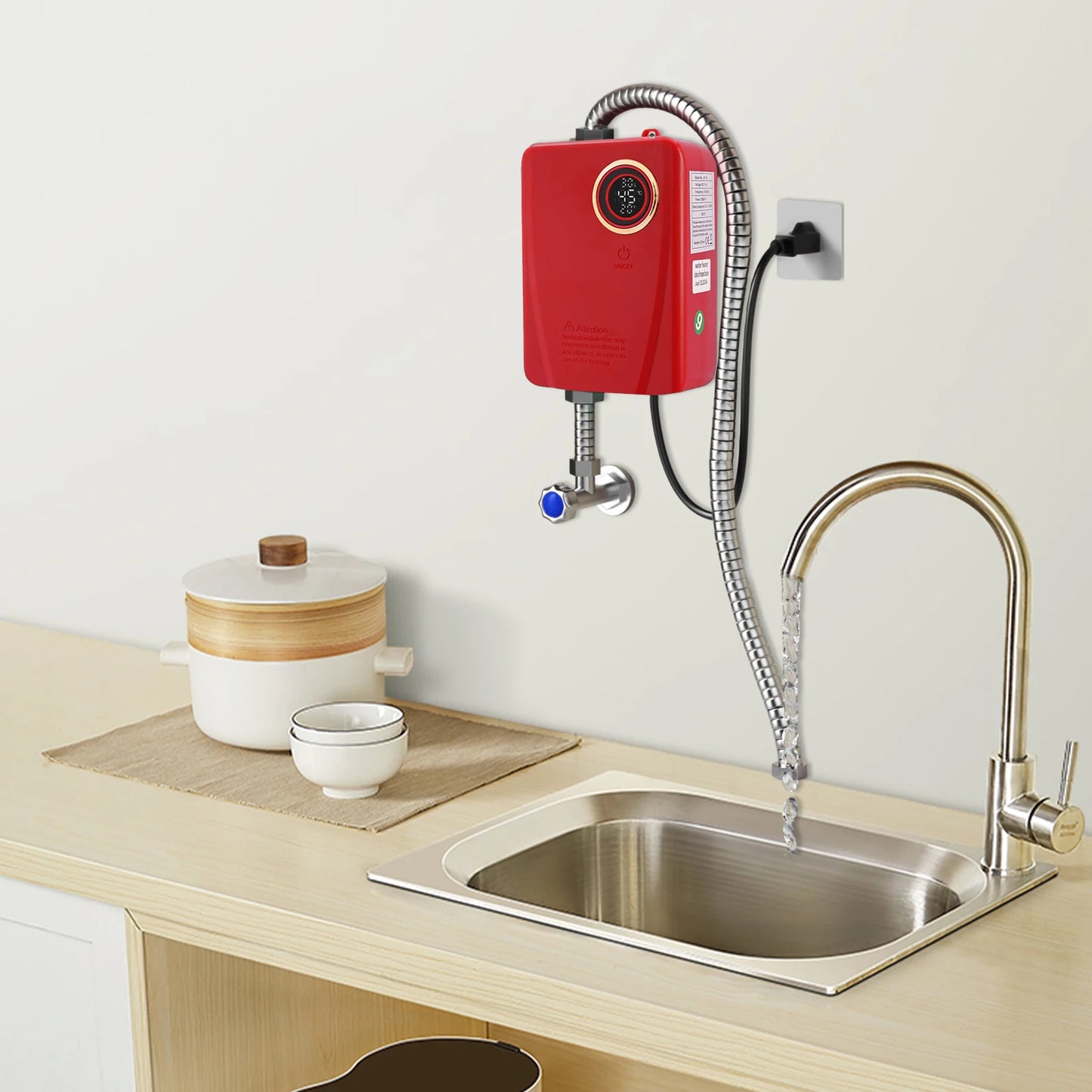 Sweetmile 110V 3000W Stainless Steel Wall Mounted Instant Water Heater