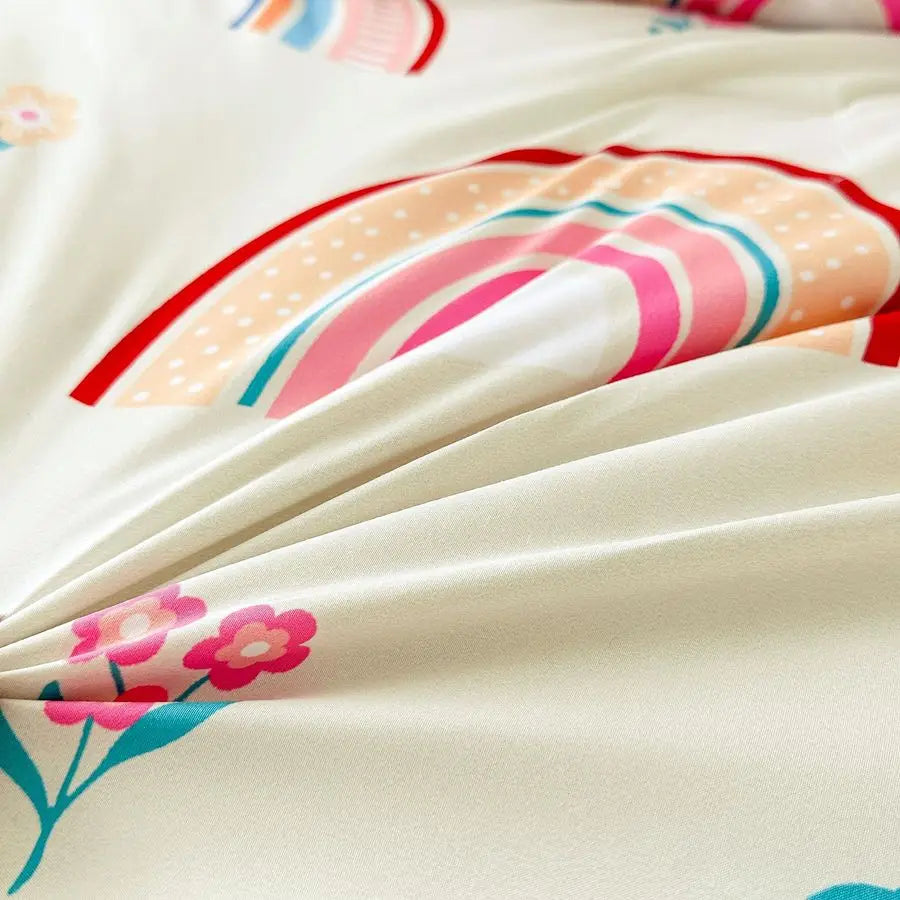 Lightweight Rainbow 3-Piece Comforter Set With Pillow Covers For Girls