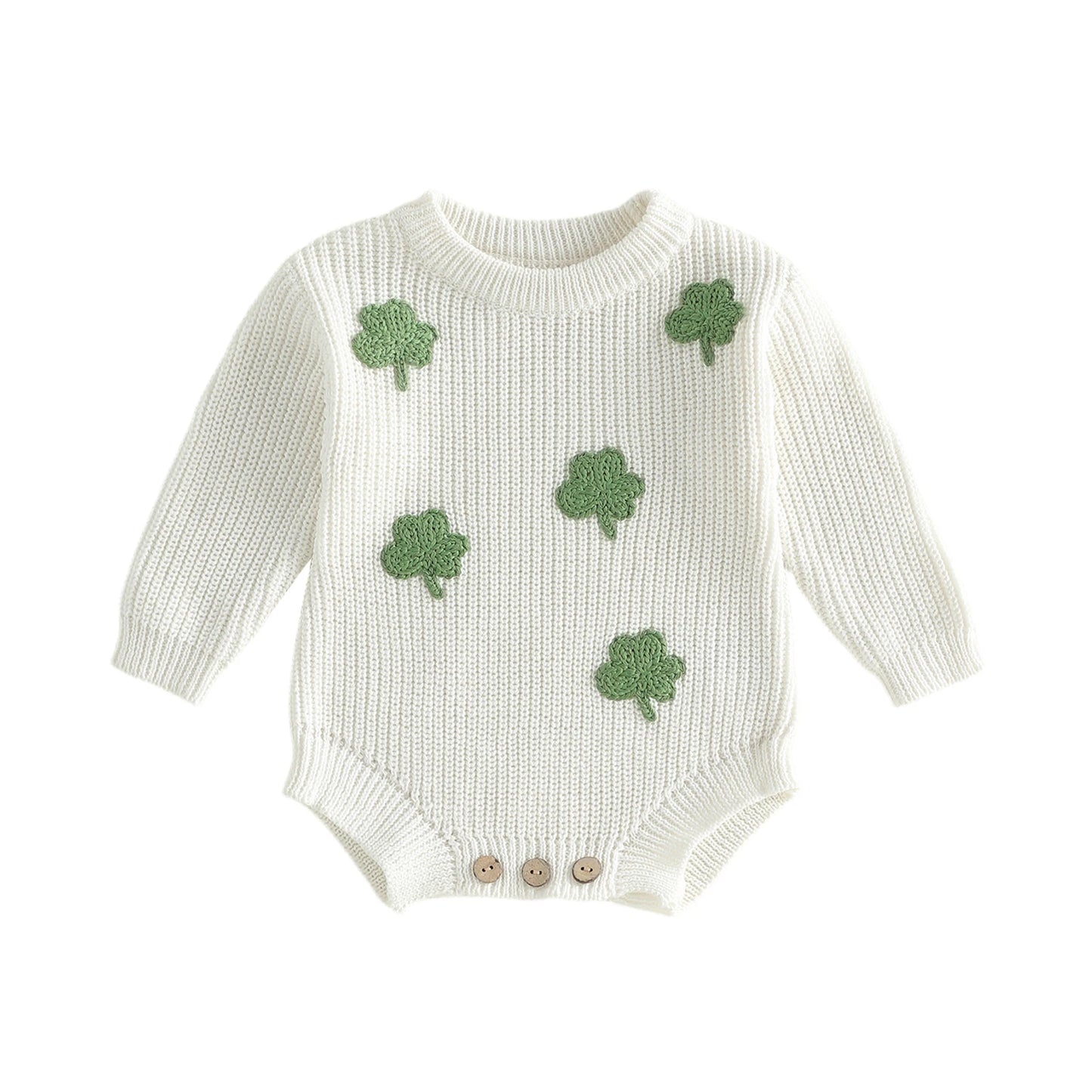 NONECN Adorable Newborn Romper Featuring Shamrock Embroidery