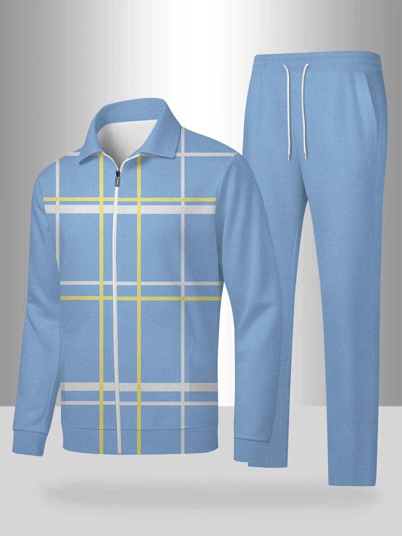 Mens European American Style Two Piece Sports Knit Set