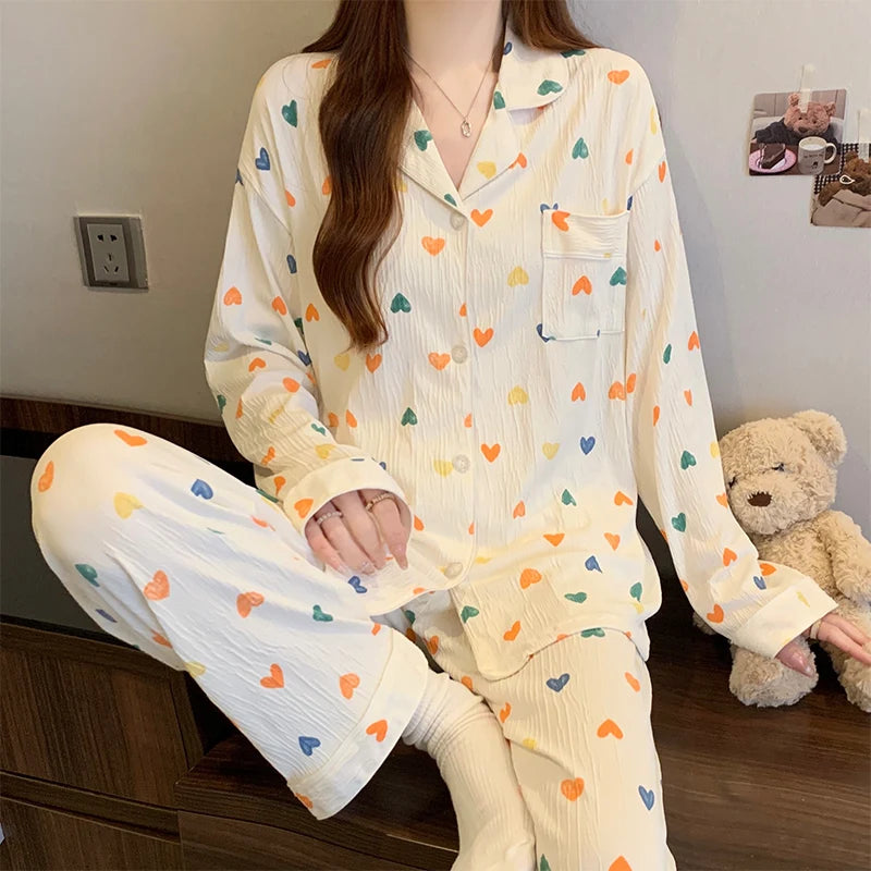 Bow Dtie Design Pajamas Set For Women Harajuku Style